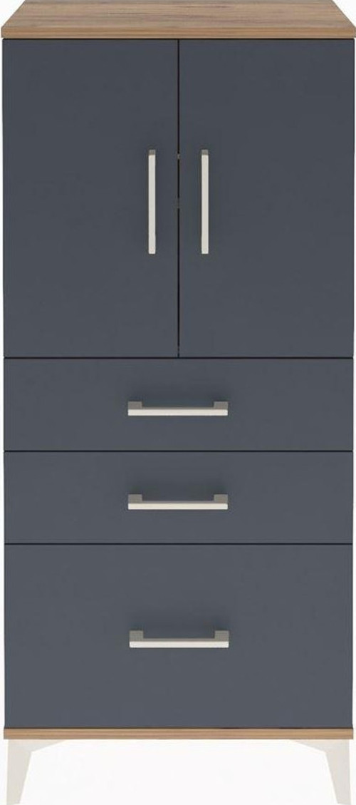 Arges Dolap 2 Raflı 3 Çekmeceli 2 Kapaklı 60x30x134 Çam-Antrasit