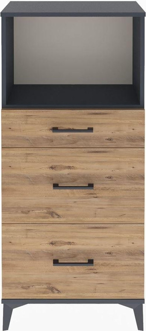 Arges Dolap Tek Raflı 3 Çekmeceli 60x30x134 Antrasit-Çam