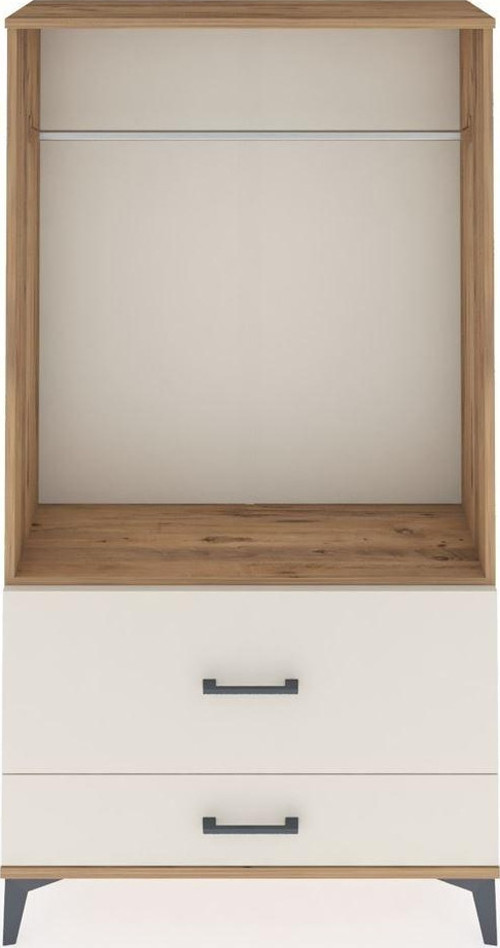 Arges Dolap Tek Raflı 2 Çekmeceli Tek Askılı 88x30x163 Çam-Aytaşı