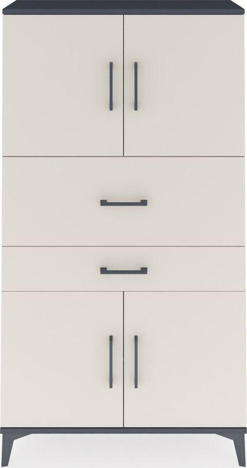 Arges Dolap 3 Raflı 2 Çekmeceli 4 Kapaklı 88x30x163 Antrasit-Aytaşı