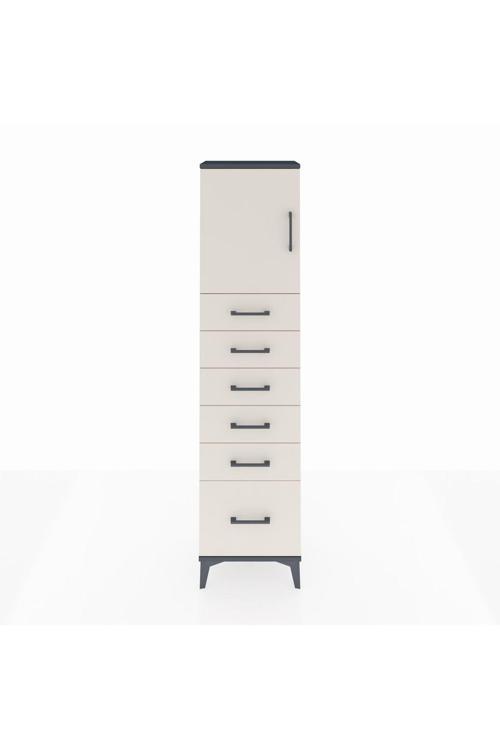 Arges Dolap 1 Raflı 6 Çekmeceli 1 Kapaklı 44 x 30 x 182 cm Antrasit - Aytaşı