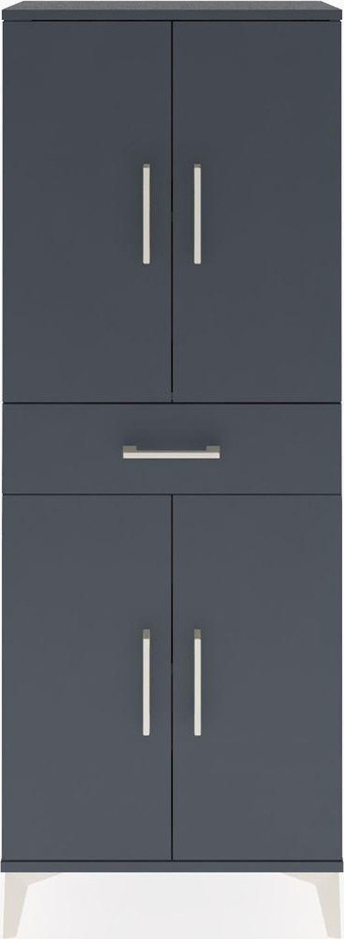 Arges Dolap 3 Raflı Tek Çekmeceli 4 Kapaklı 60x30x163 Antrasit-Antrasit