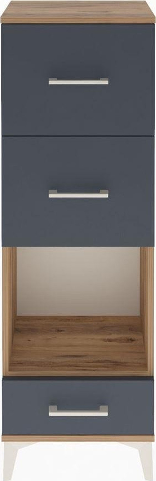 Arges Dolap Tek Raflı 3 Çekmeceli 44x30x134 Çam-Antrasit