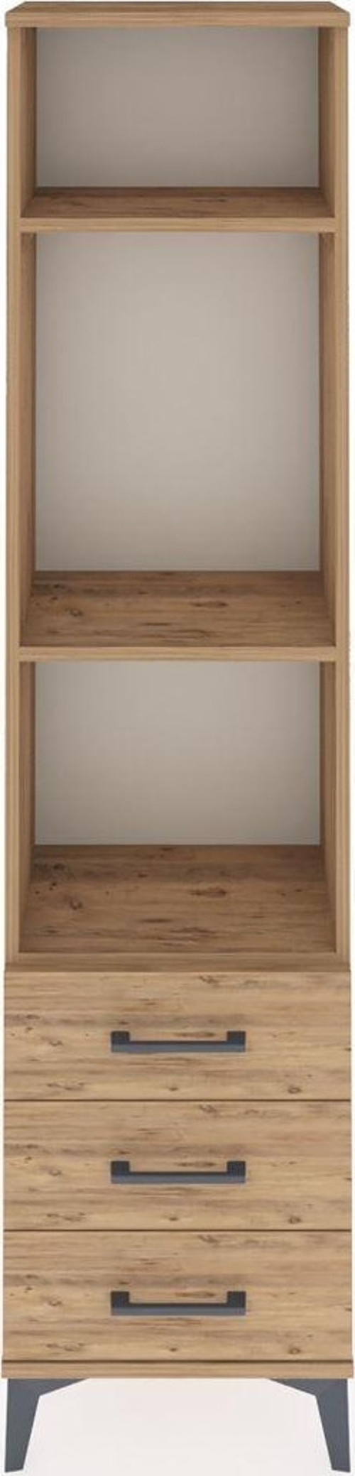 Arges Dolap 3 Raflı 3 Çekmeceli 44x30x182 Çam-Çam