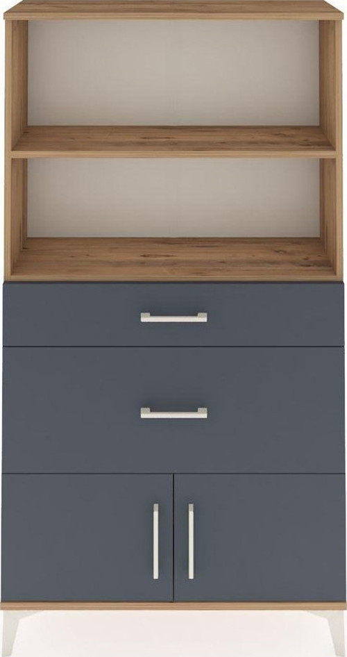Arges Dolap 2 Raflı 2 Çekmeceli 2 Kapaklı 88x30x163 Çam-Antrasit