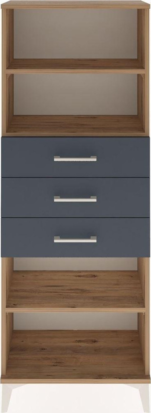 Arges Dolap 3 Raflı 3 Çekmeceli 60x30x163 Çam-Antrasit