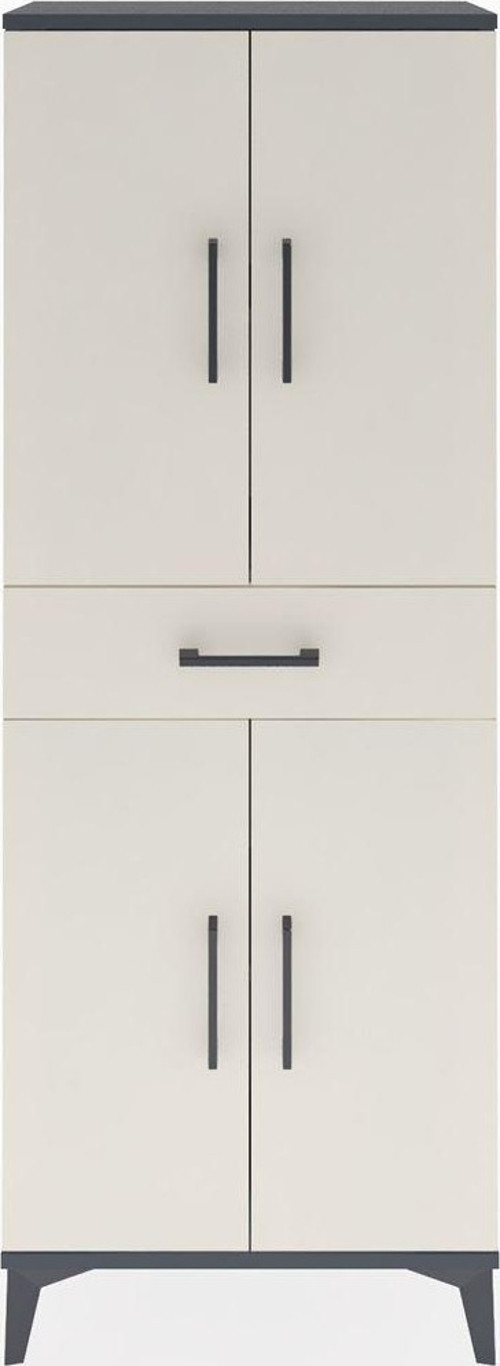 Arges Dolap 3 Raflı Tek Çekmeceli 4 Kapaklı 60x30x163 Antrasit-Aytaşı