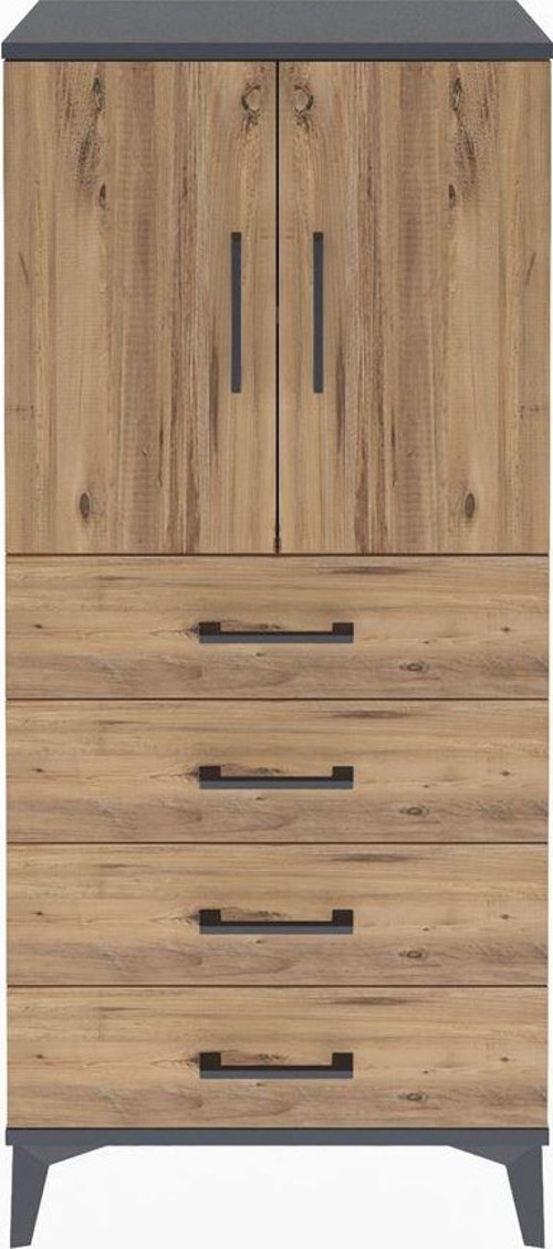 Arges Dolap 2 Raflı 4 Çekmeceli 2 Kapaklı 60x30x134 Antrasit-Çam