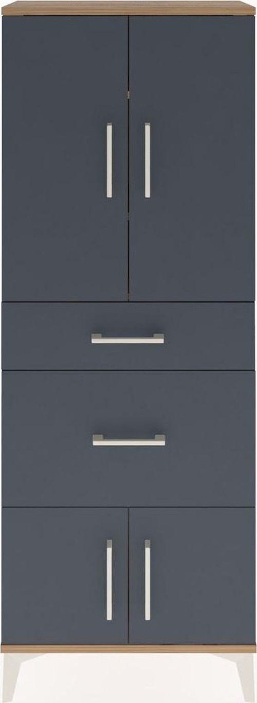 Arges Dolap 3 Raflı 2 Çekmeceli 4 Kapaklı 60x30x163 Çam-Antrasit