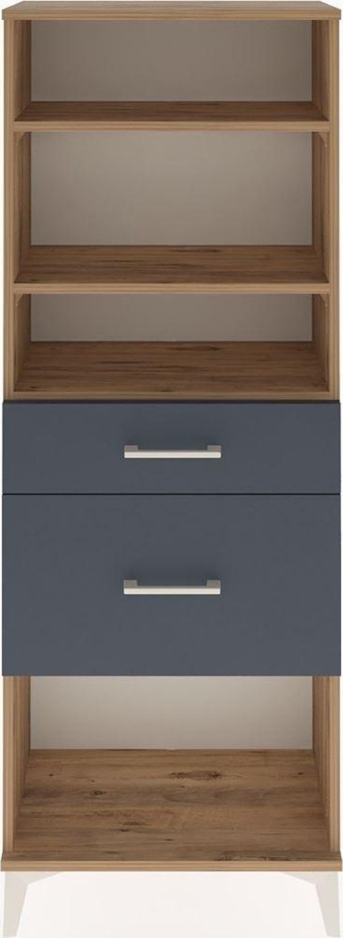 Arges Dolap 3 Raflı 2 Çekmeceli 60x30x163 Çam-Antrasit