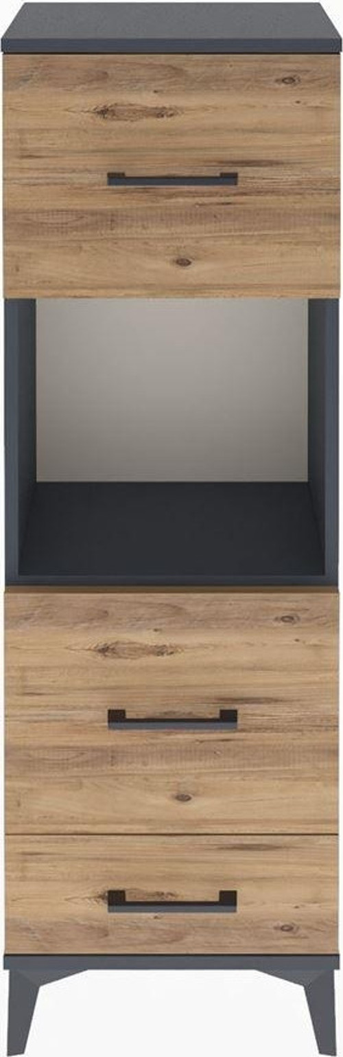 Arges Dolap Tek Raflı 3 Çekmeceli 44x30x134 Antrasit-Çam