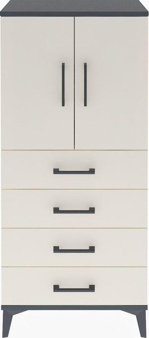 Arges Dolap 2 Raflı 4 Çekmeceli 2 Kapaklı 60 x 30 x 134 cm Antrasit - Aytaşı