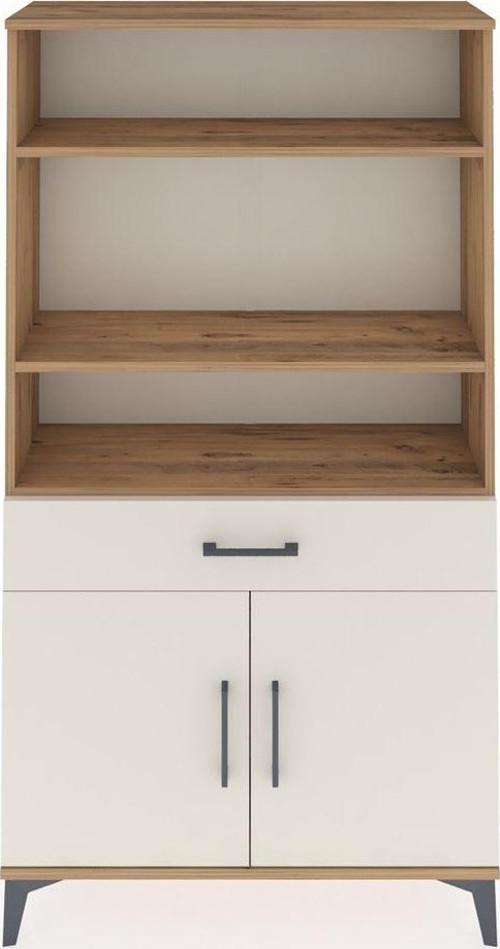 Arges Dolap 3 Raflı Tek Çekmeceli 2 Kapaklı 88x30x163 Çam-Aytaşı