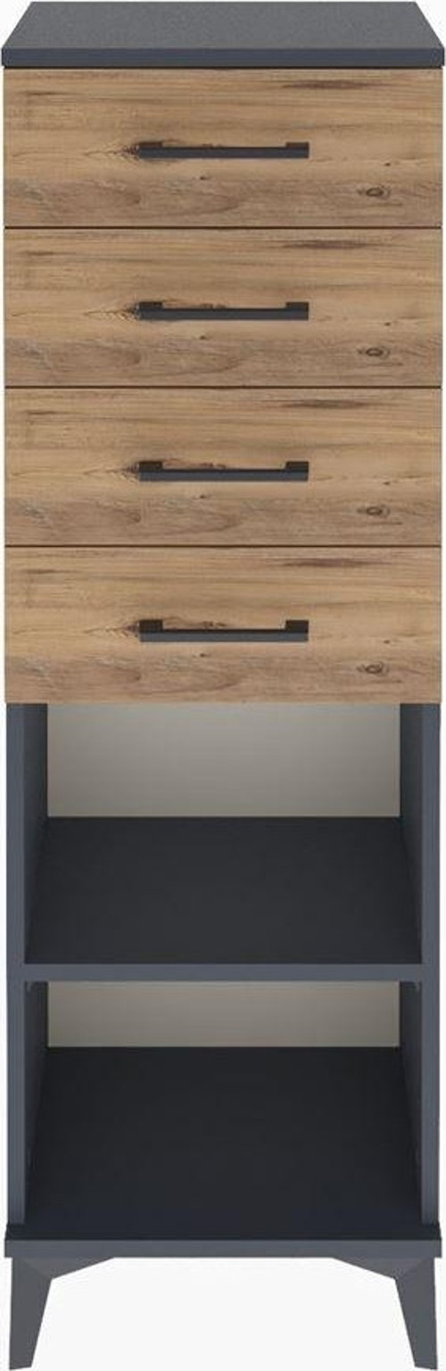 Arges Dolap Tek Raflı 4 Çekmeceli 44x30x134 Antrasit-Çam