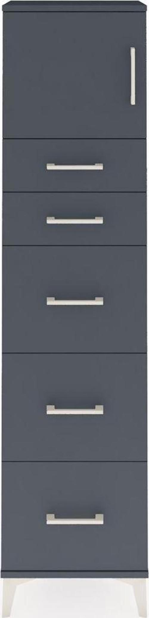 Arges Dolap Tek Raflı 5 Çekmeceli Tek Kapaklı 44x30x182 Antrasit-Antrasit