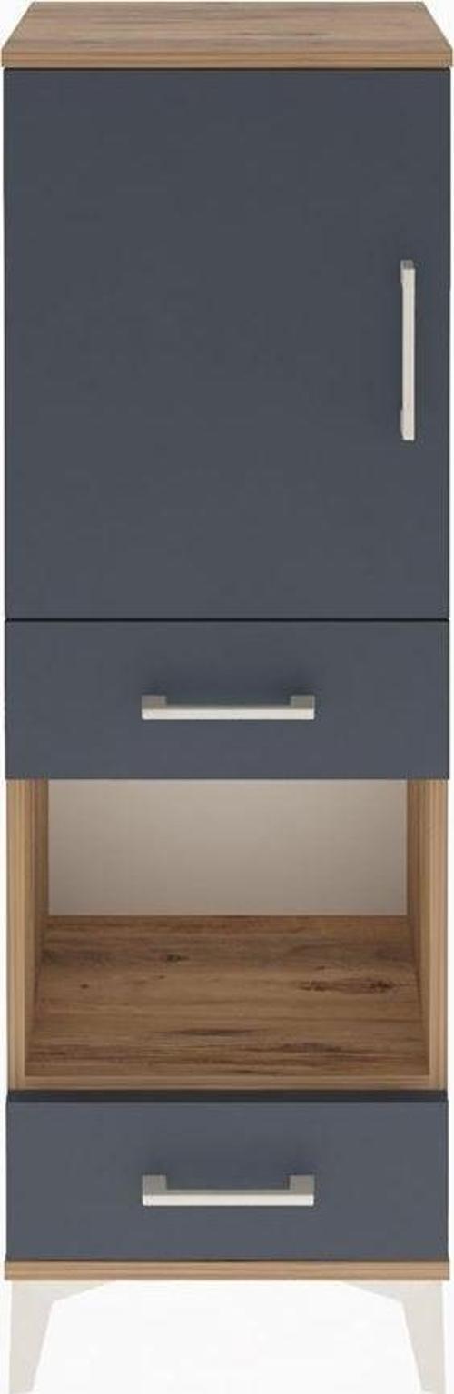 Arges Dolap 3 Raflı 2 Çekmeceli Tek Kapaklı 44x30x134 Çam-Antrasit