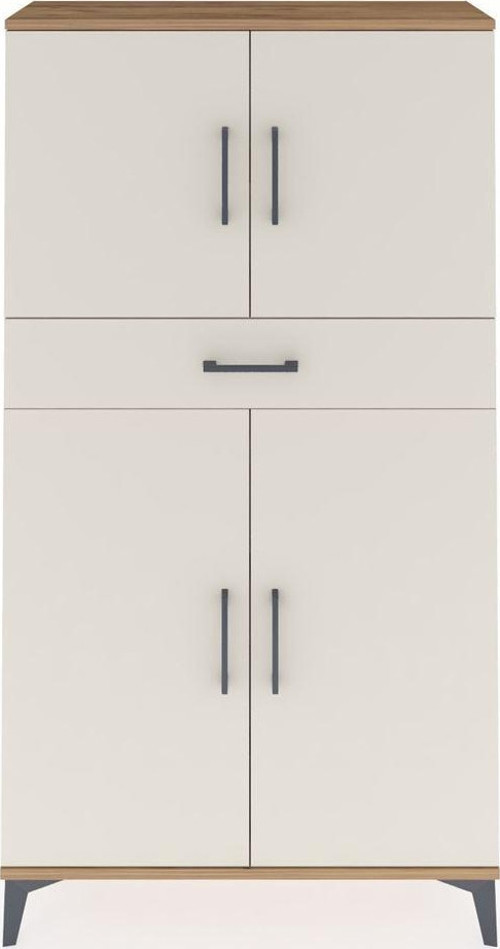 Arges Dolap 3 Raflı Tek Çekmeceli 4 Kapaklı 88x30x163 Çam-Aytaşı