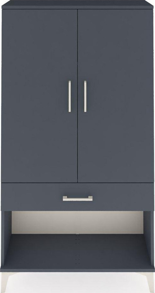 Arges Dolap 3 Raflı Tek Çekmeceli 2 Kapaklı 88x30x163 Antrasit-Antrasit