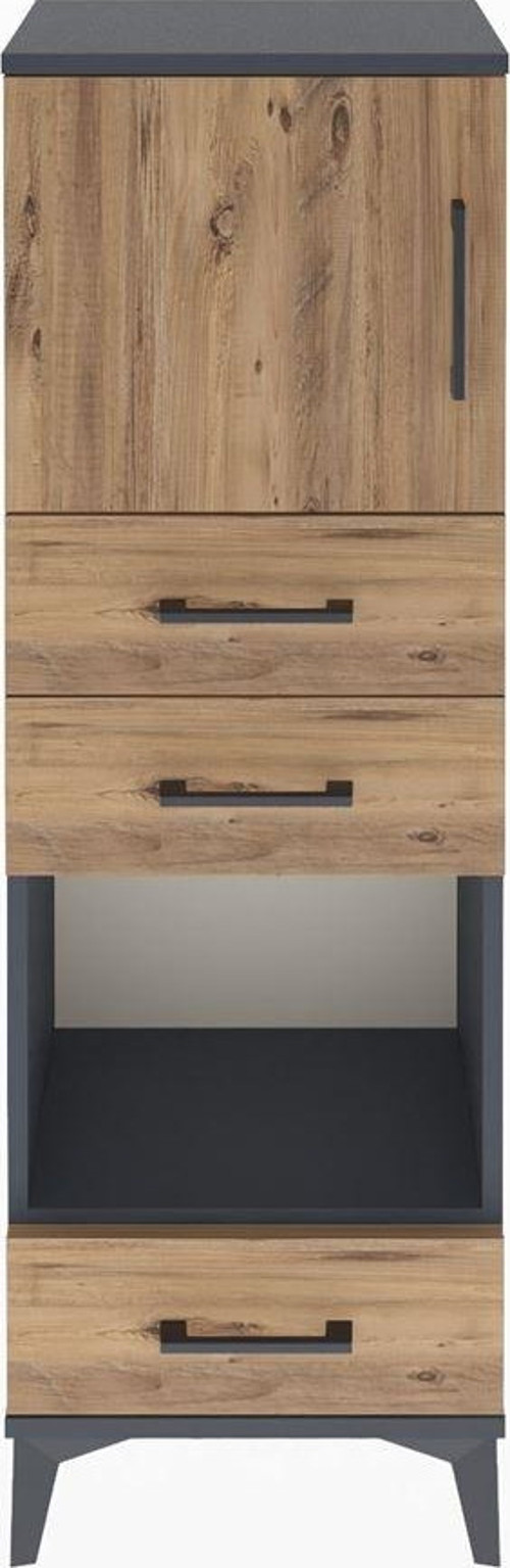 Arges Dolap 2 Raflı 3 Çekmeceli Tek Kapaklı 44x30x134 Antrasit-Çam