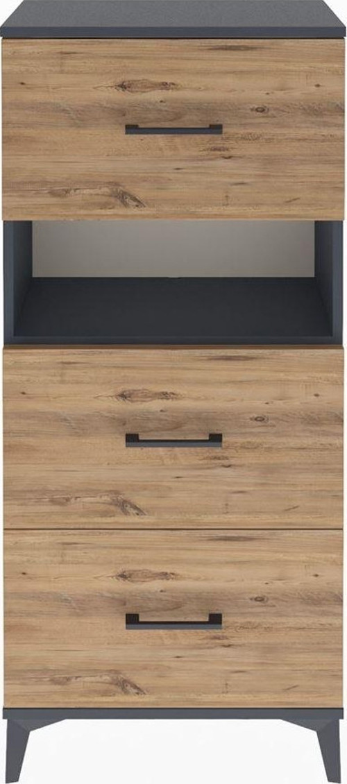 Arges Dolap Tek Raflı 3 Çekmeceli 60x30x134 Antrasit-Çam