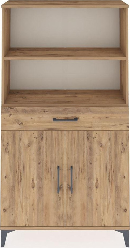 Arges Dolap 3 Raflı Tek Çekmeceli 2 Kapaklı 88x30x163 Çam-Çam