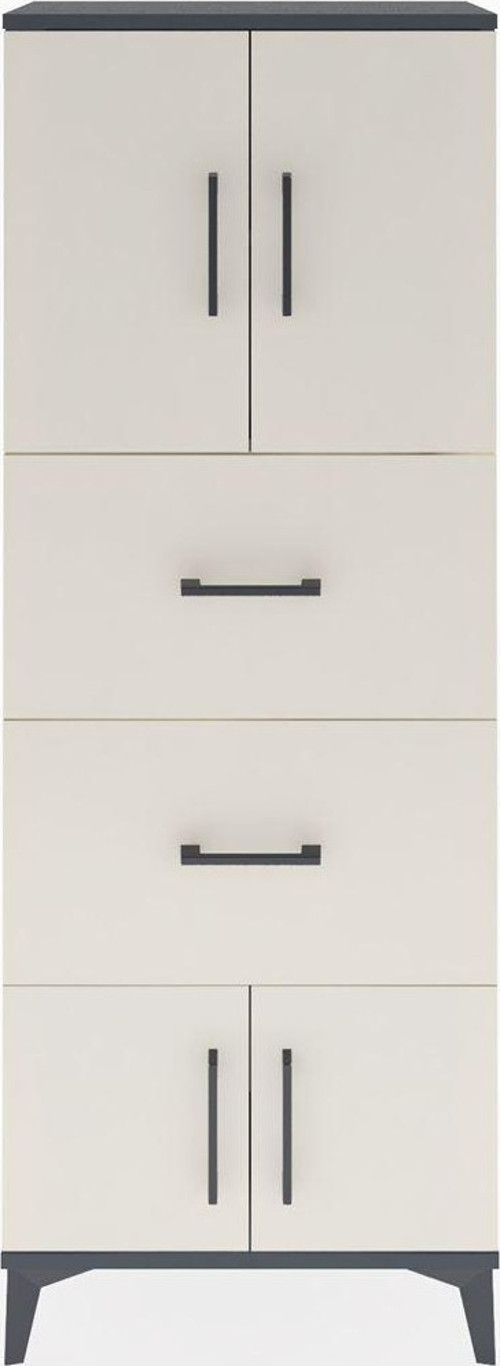 Arges Dolap 2 Raflı 2 Çekmeceli 4 Kapaklı 60 x 30 x 163 cm Antrasit - Aytaşı
