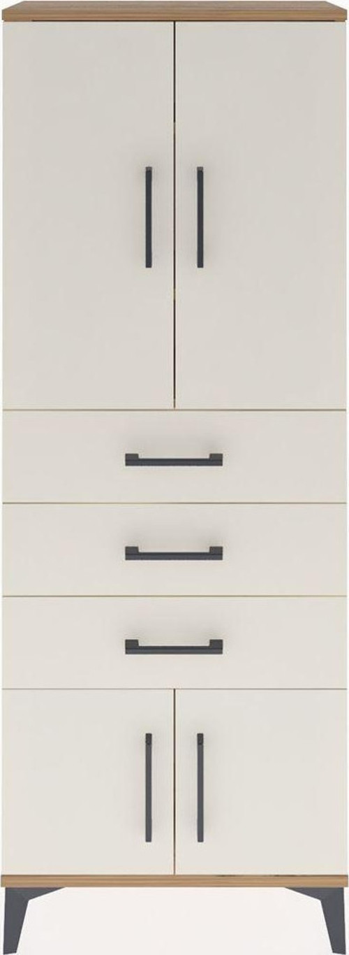 Arges Dolap 3 Raflı 3 Çekmeceli 4 Kapaklı 60x30x163 Çam-Aytaşı