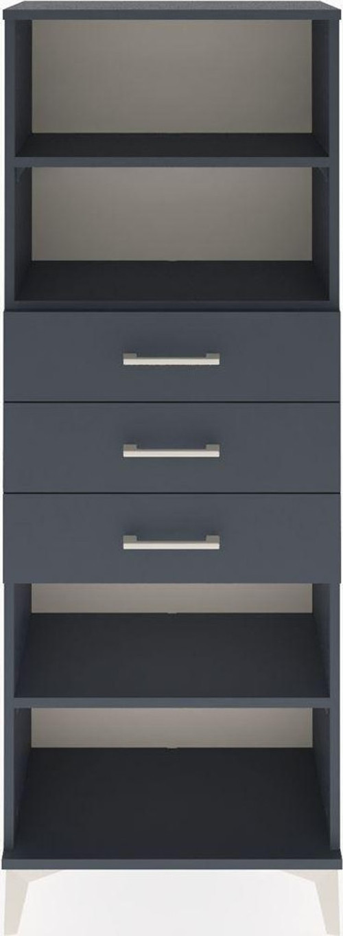 Arges Dolap 3 Raflı 3 Çekmeceli 60x30x163 Antrasit-Antrasit