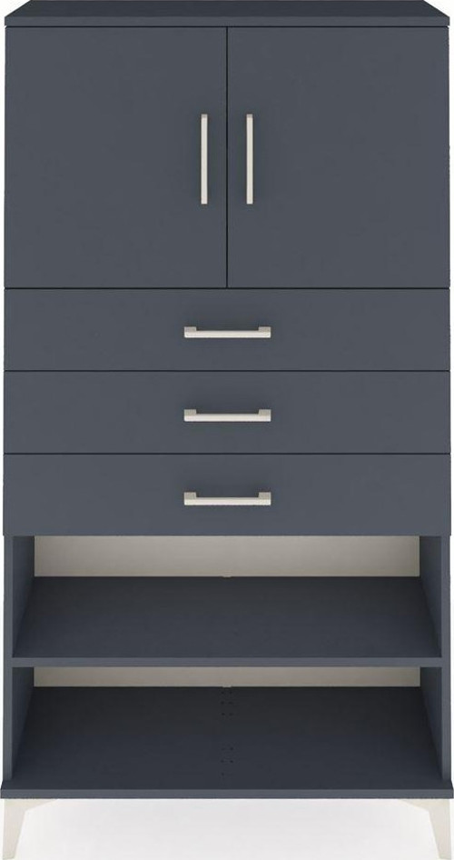Arges Dolap 3 Raflı 3 Çekmeceli 2 Kapaklı 88x30x163 Antrasit-Antrasit