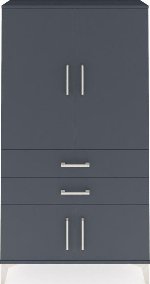 Arges Dolap 3 Raflı 2 Çekmeceli 4 Kapaklı 88x30x163 Antrasit-Antrasit