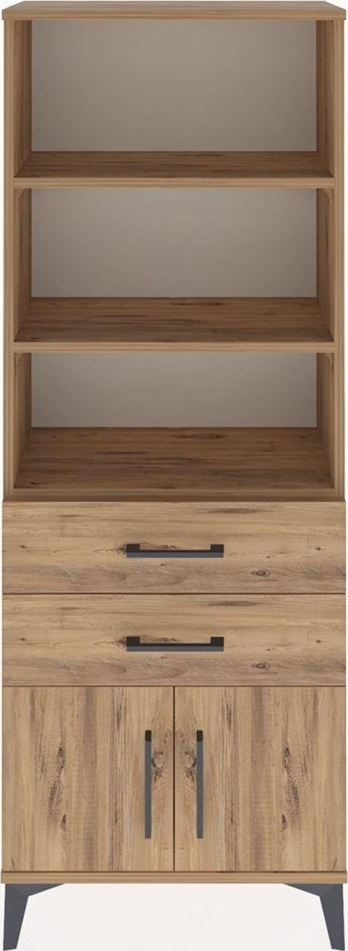 Arges Dolap 3 Raflı 2 Çekmeceli 2 Kapaklı 60x30x163 Çam-Çam