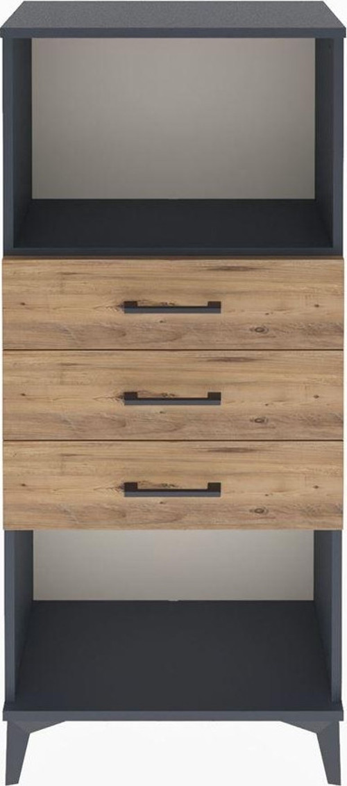 Arges Dolap Tek Raflı 3 Çekmeceli 60x30x134 Antrasit-Çam