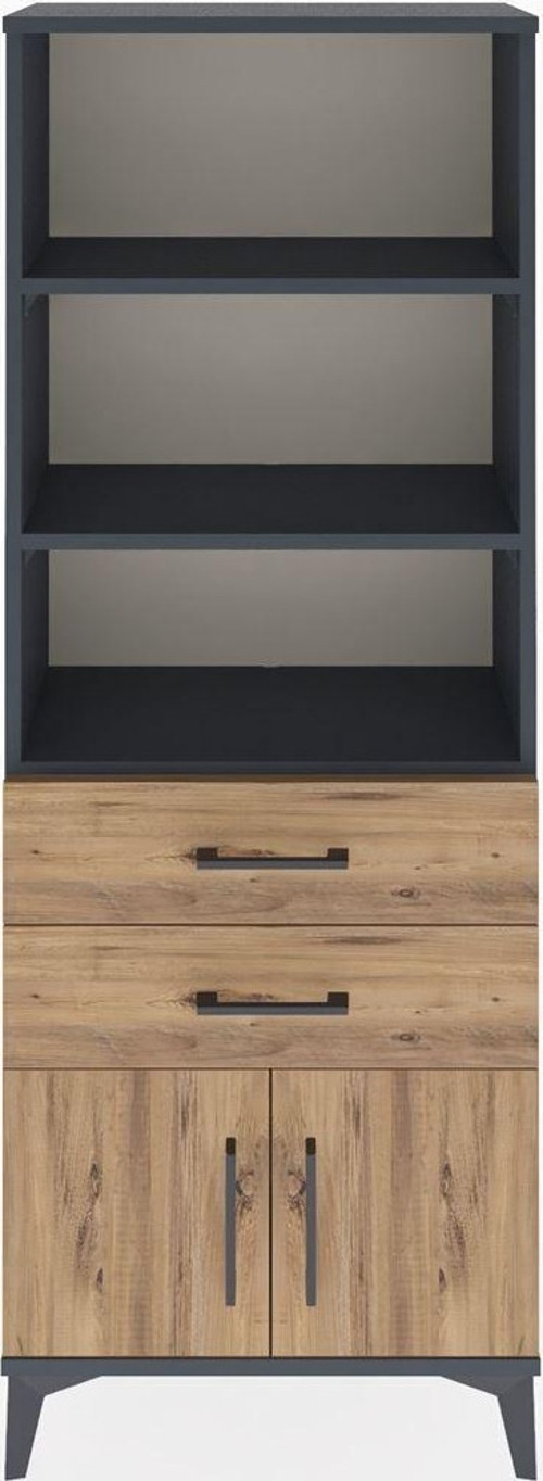 Arges Dolap 3 Raflı 2 Çekmeceli 2 Kapaklı 60x30x163 Antrasit-Çam