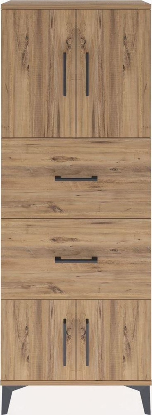 Arges Dolap 2 Raflı 2 Çekmeceli 4 Kapaklı 60 x 30 x 163 cm Çam - Çam