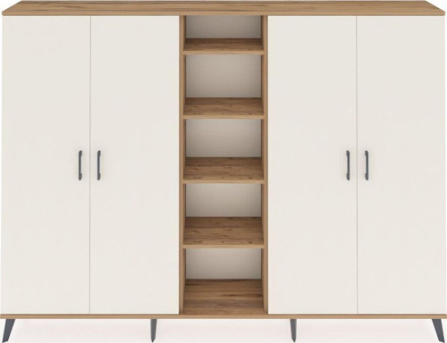 Arges Dolap 12 Raflı 4 Kapaklı 220x30x163 Çam-Aytaşı/Çam