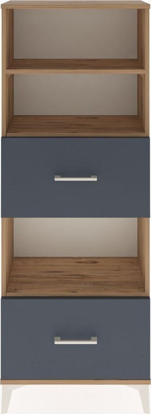 Arges Dolap 3 Raflı 2 Çekmeceli 60x30x163 Çam-Antrasit