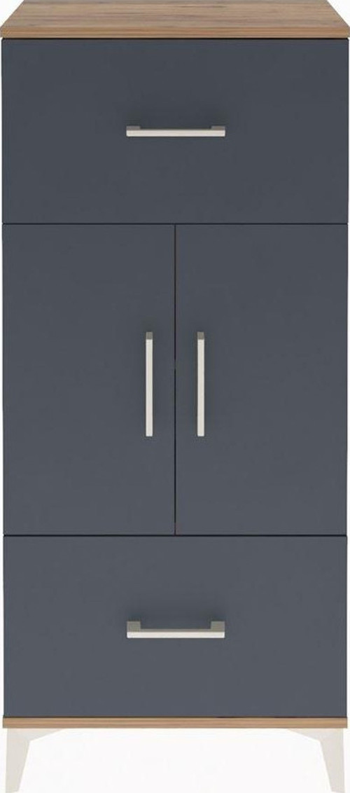Arges Dolap 2 Raflı 2 Çekmeceli 2 Kapaklı 60x30x134 Çam-Antrasit