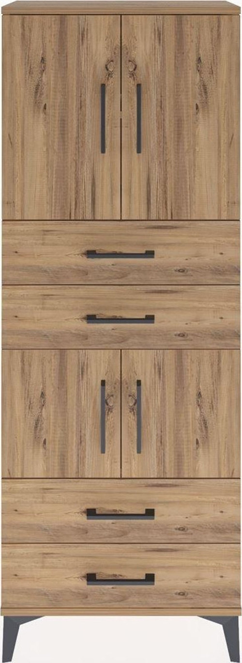 Arges Dolap 3 Raflı 4 Çekmeceli 4 Kapaklı 60 x 30 x 163 cm Çam - Çam