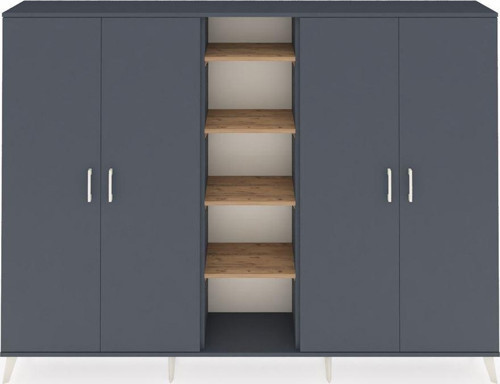 Arges Dolap 12 Raflı 4 Kapaklı 220x30x163 Antrasit-Antrasit/Çam