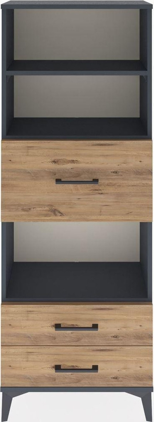 Arges Dolap 3 Raflı 3 Çekmeceli 60x30x163 Antrasit-Çam