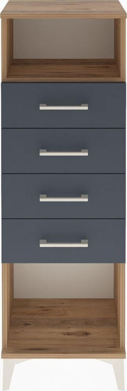 Arges Dolap Tek Raflı 4 Çekmeceli 44x30x134 Çam-Antrasit