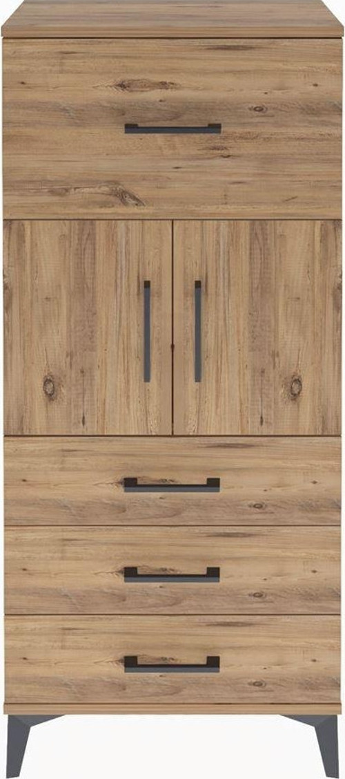 Arges Dolap Tek Raflı 4 Çekmeceli 2 Kapaklı 60x30x134 Çam-Çam