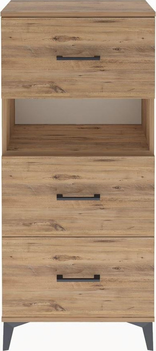 Arges Dolap Tek Raflı 3 Çekmeceli 60x30x134 Çam-Çam