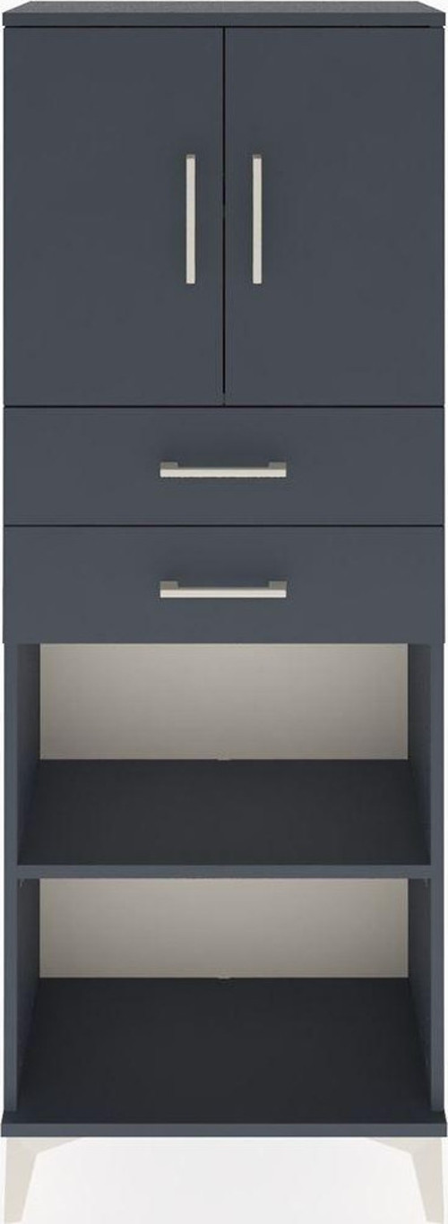 Arges Dolap 3 Raflı 2 Çekmeceli 2 Kapaklı 60x30x163 Antrasit-Antrasit