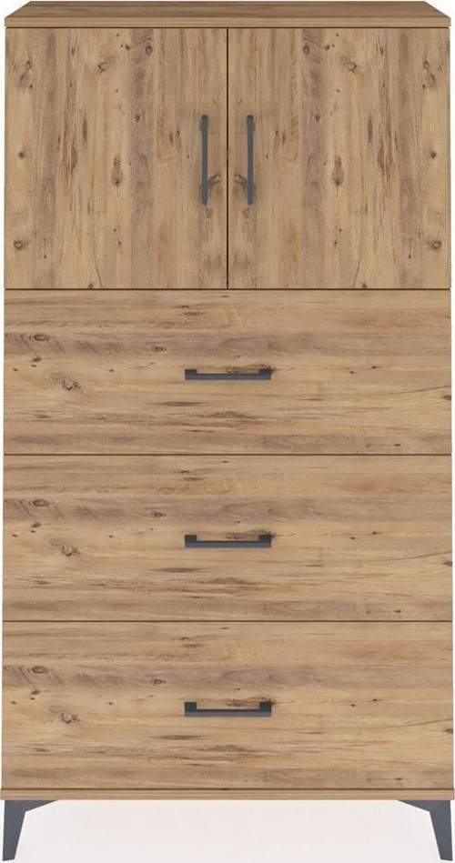 Arges Dolap 2 Raflı 3 Çekmeceli 2 Kapaklı 88x30x163 Çam-Çam