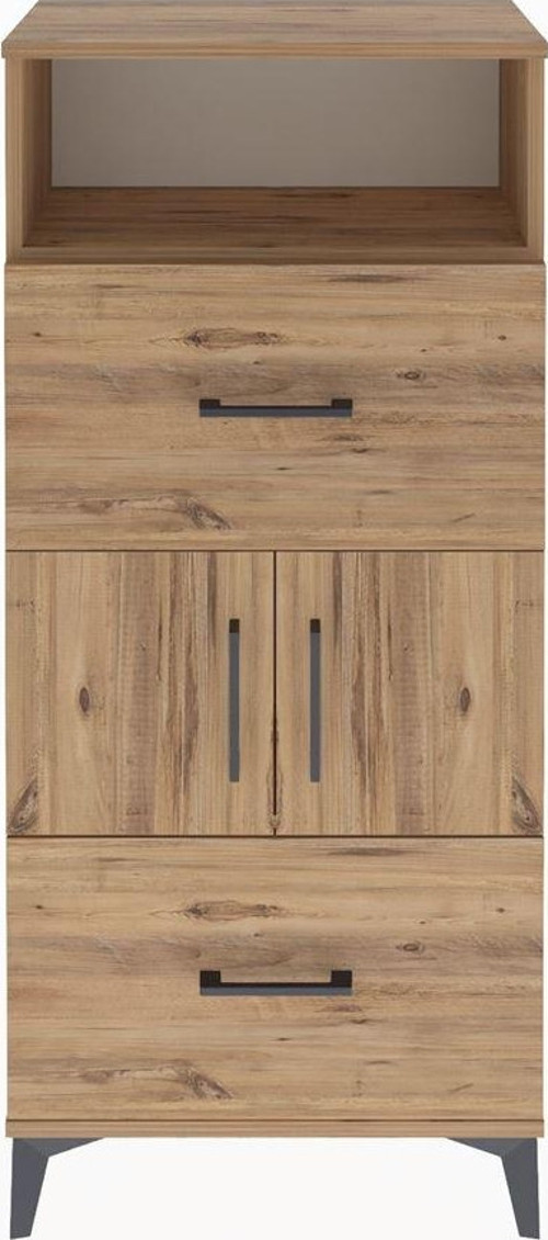 Arges Dolap 2 Raflı 2 Çekmeceli 2 Kapaklı 60x30x134 Çam-Çam
