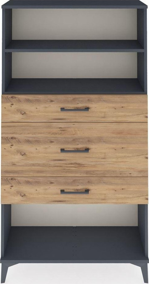 Arges Dolap 2 Raflı 3 Çekmeceli 88x30x163 Antrasit-Çam
