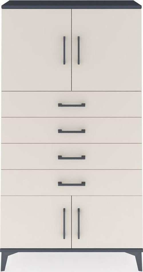 Arges Dolap 2 Raflı 4 Çekmeceli 4 Kapaklı 88 x 30 x 163 cm Antrasit - Aytaşı