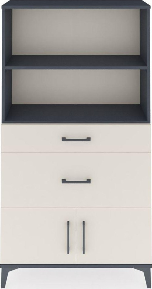 Arges Dolap 2 Raflı 2 Çekmeceli 2 Kapaklı 88x30x163 Antrasit-Aytaşı