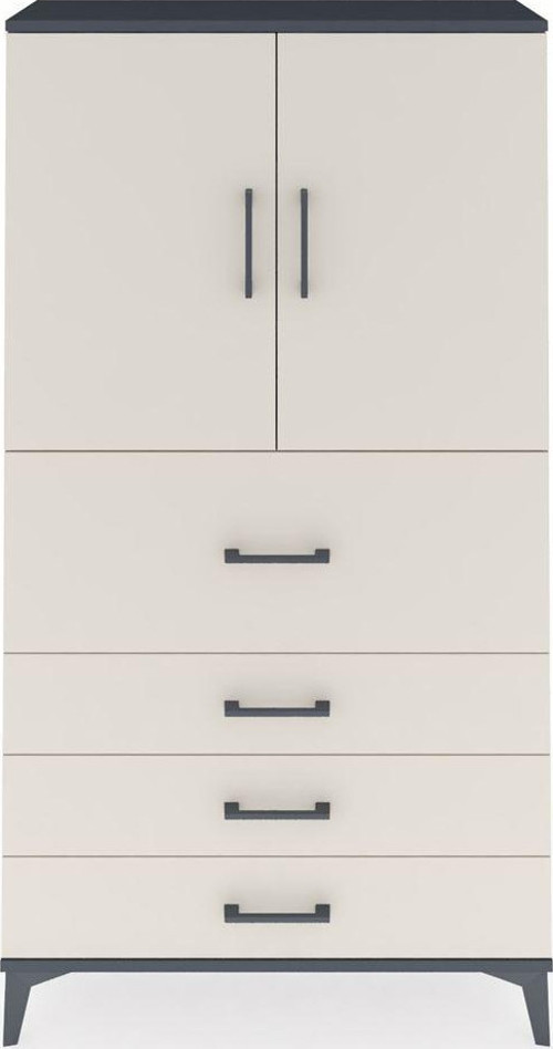 Arges Dolap 3 Raflı 4 Çekmeceli 2 Kapaklı 88x30x163 Antrasit-Aytaşı